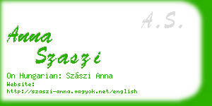 anna szaszi business card
